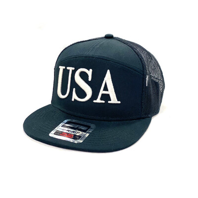 USA Black Flat Visor Trucker Snapback Hat
