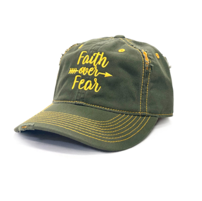 Faith Over Fear, Rip and Distressed Premium Quality Cap