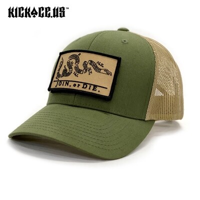Retro Trucker Cap with Join, or Die Patch.