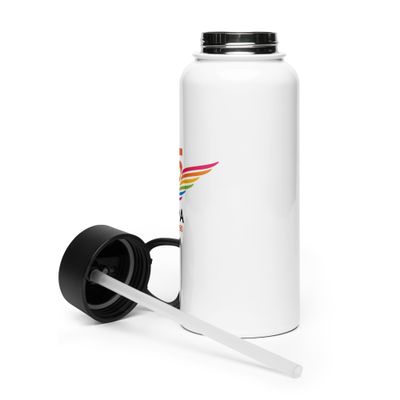 35th Anniversary Stainless steel water bottle with a straw lid