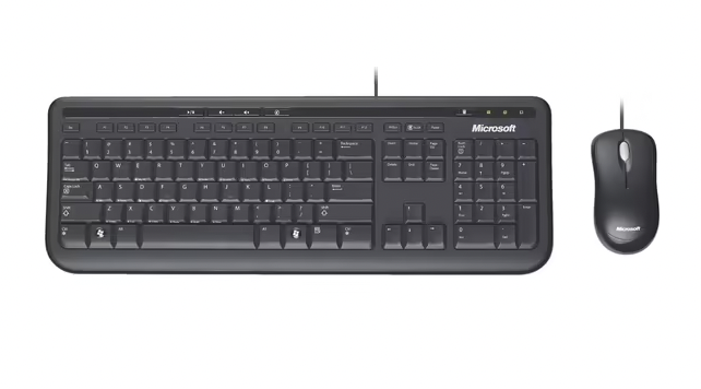 Microsoft Wired Desktop Keyboard and Mouse Black 600