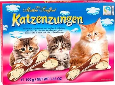 Língua de Gato Katzenzungen - Chocolate ao Leite e Branco - 100g