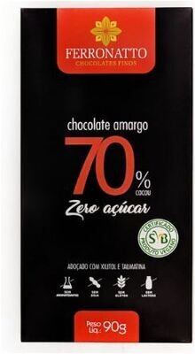Chocolate Amargo 70% Cacau Zero Açúcar 90g Ferronatto