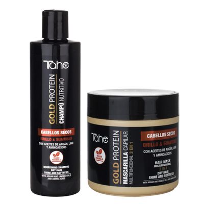Tahe Gold Protein Small Kit to Nourish Dry Hair (Shampoo 300ml + Mask 400ml)