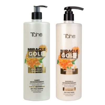 Tahe Miracle Gold Frizz Control Kit (Shampoo 1000ml + Mask 1000ml)
