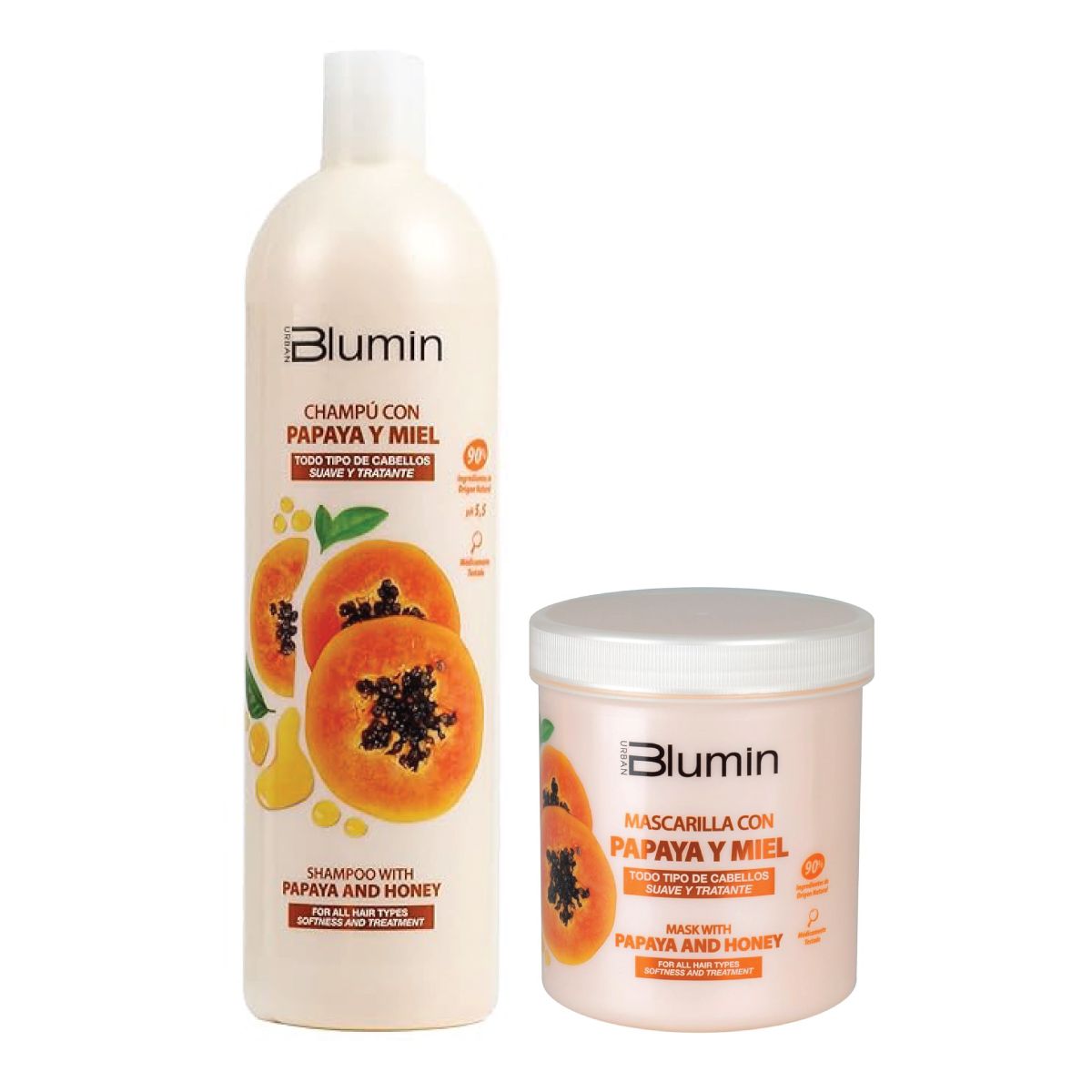 Blumin Kit - Shampoo 1000ml + Mask 700ml With Papaya and Honey