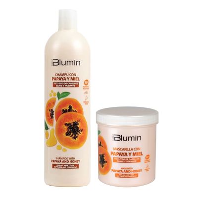 Blumin Kit - Shampoo 1000ml + Mask 700ml With Papaya and Honey