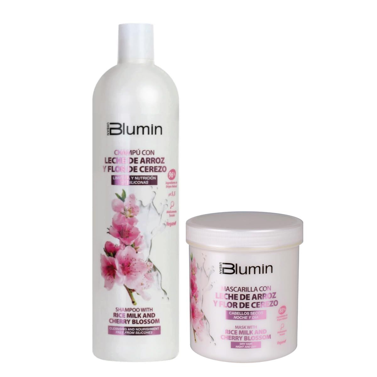 Blumin Kit - Shampoo 1000ml + Mask 700ml With Rice Milk and Cherry Blossom