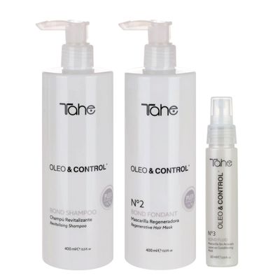 Tahe Oleo &amp; Control Kit - Shampoo 400ml + Mask 400ml + Leave On 60ml - Bond Shampoo with Plex Technology, Daily Use, Instant Effect