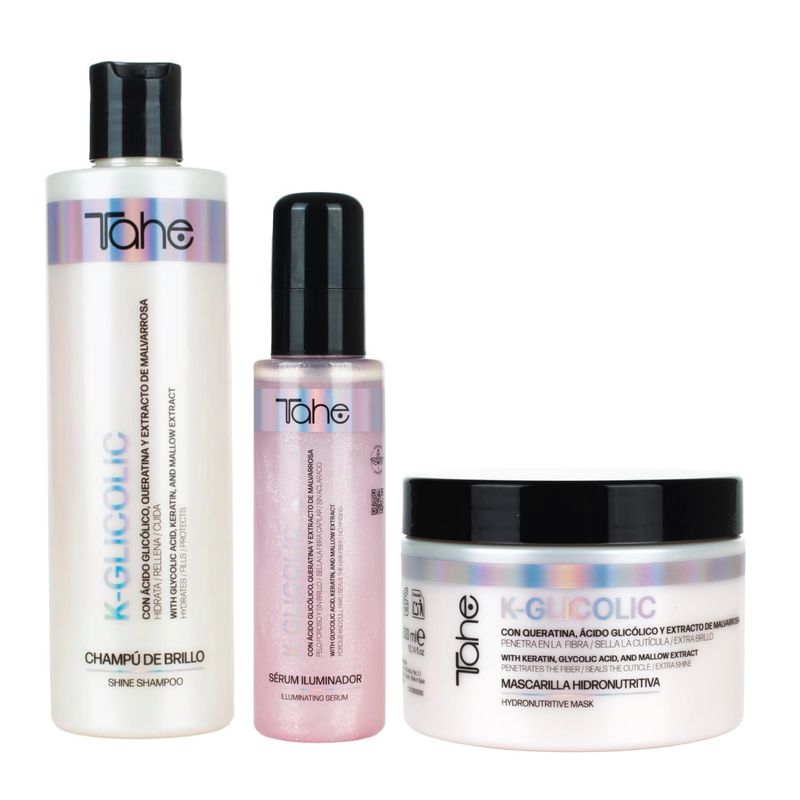 Tahe K-Glicolic Kit - Shampoo 300ml + Mask 300ml + Serum 100ml