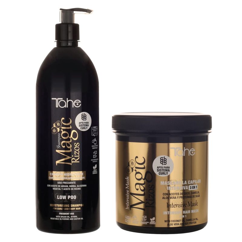 Tahe Magic Rizos Kit - Low Poo Shampoo 1000ml + Intensive mask 3-in-1 700ml (For Curly Hair)