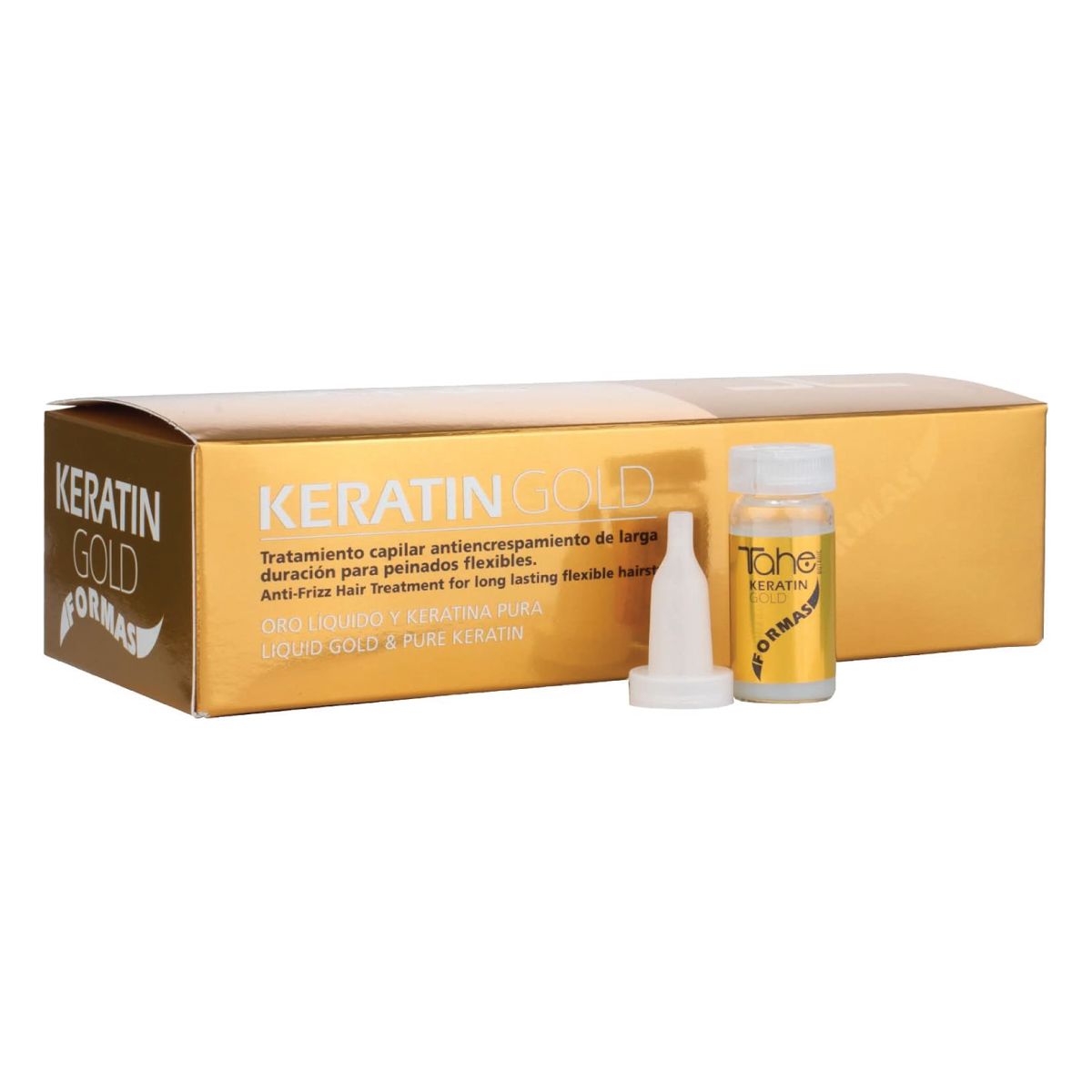 Tahe Botanic Keratin Gold Formas Ampoules with Liquid Gold and Pure Keratin for Perfect Volume and Shape, 10x10ml
