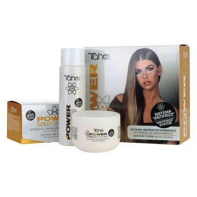 Tahe Power Gold Kit Maintenance Treatment with Anti-Frizz System – Shampoo 300ml + Mask 300ml + Treatment 6x10ml