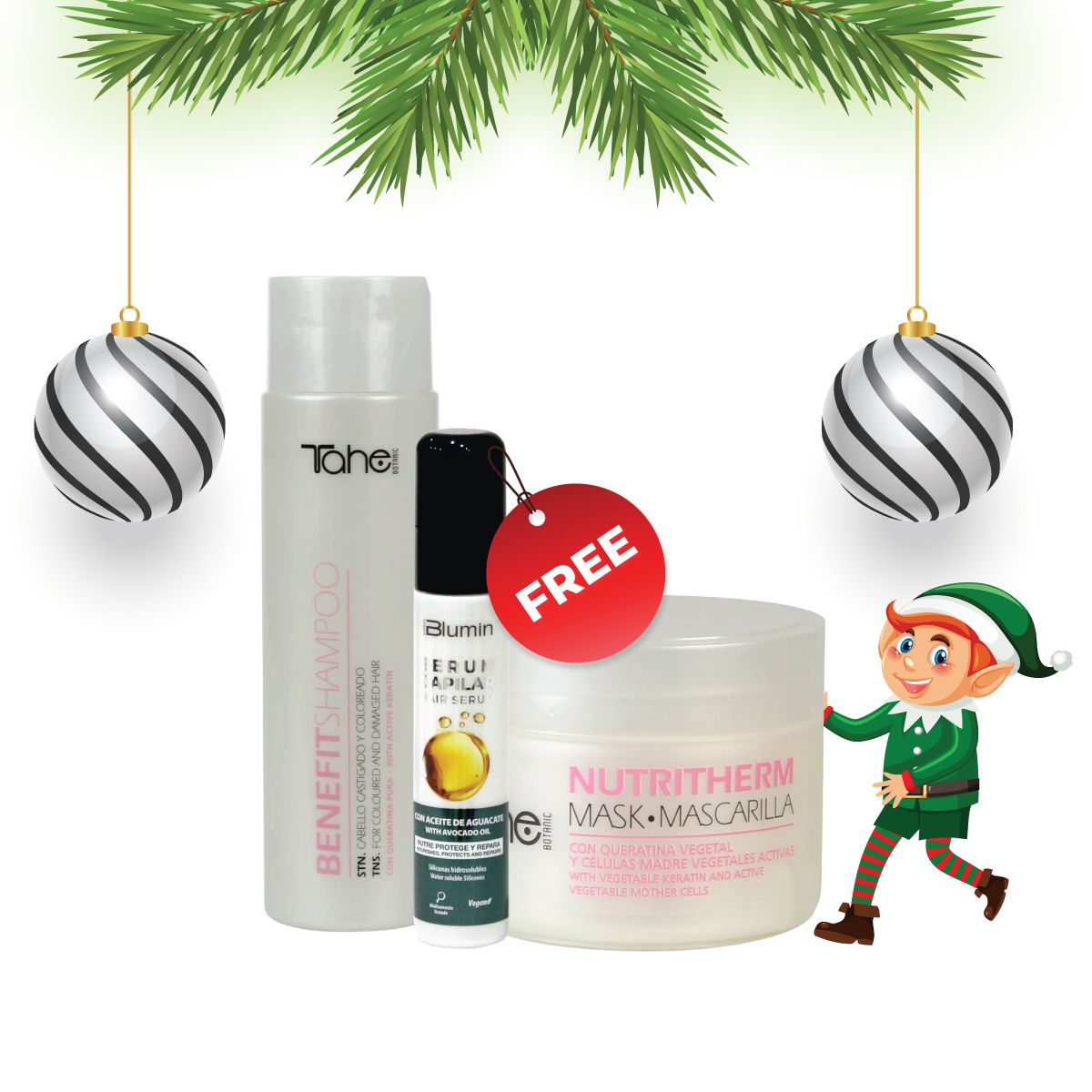 Tahe Botanic Kit - Benefit Shampoo 300ml + Nutri-Therm Mask 300ml + FREE Blumin Avocado Hair Serum 60ml (PROMO)