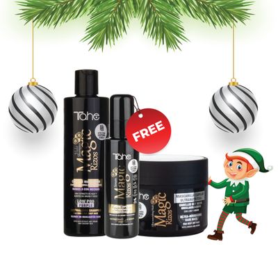 Tahe Magic Rizos Kit - Shampoo Low Poo Purple 300ml + Ultra-Nourishing Hair Mask 300ml + FREE Rizos Hair Serum 100ml (PROMO)