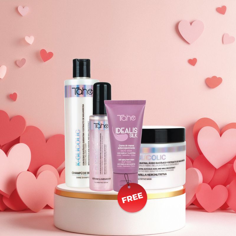 Tahe K-Glicolic Kit - Shampoo 300ml + Mask 300ml + Serum 100ml + FREE Anti-Aging Hand Cream 75ml (PROMO)