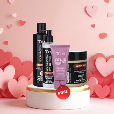 ahe Gold Protein For Dry Hair Small Kit - Shampoo 300ml, Mask 400ml, Styling Cream 200ml + FREE Anti-Aging Hand Cream 75ml (PROMO)