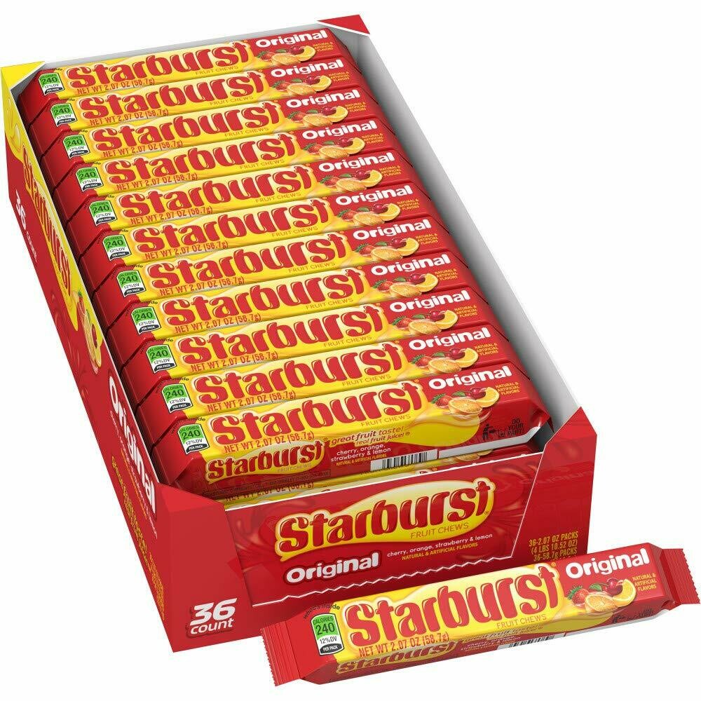 Starburst Original Sngles 2.07oz 36ct 10/Cs 
(360 Uni x 59g