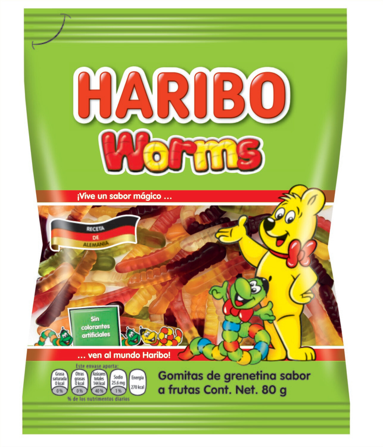 Haribo Worms 80g  (10 Uni x 80g c/u)