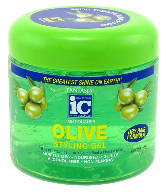 Fantasia IC Hair Polisher Styling Gel Olive with Sparkle Lites 454 gr