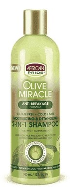African Pride Olive Miracle 2 -IN-1 Shampoo &amp; Conditioner 355 ml