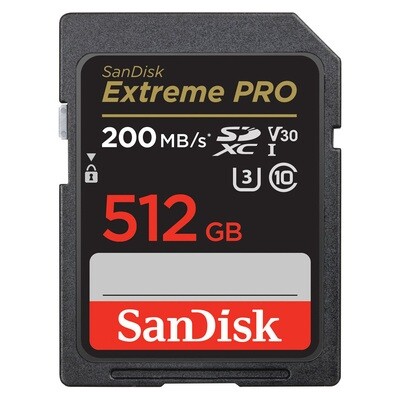 Sandisk Extreme Pro 512 GB SDXC Card 200 MB/s