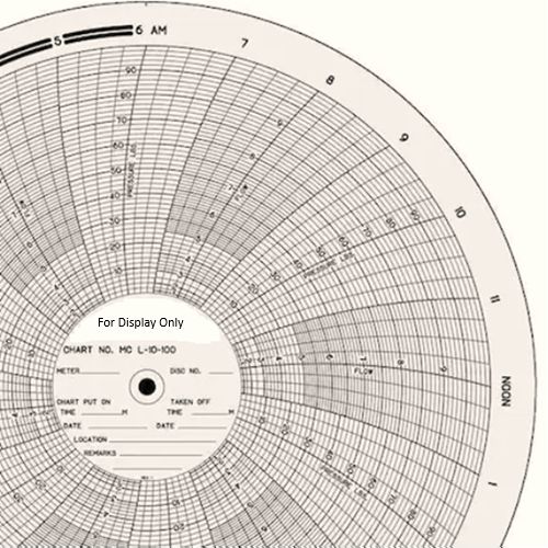 ITT Barton L-10-100 Circular Chart, 24HR, 11.125'', x100shts/pkt