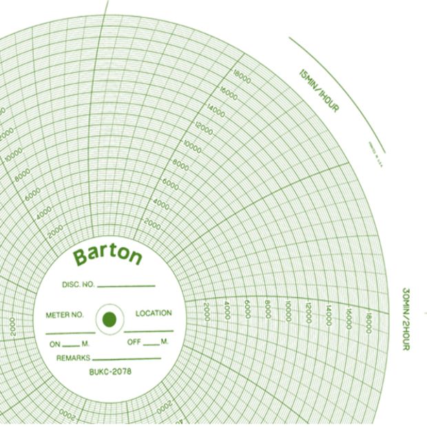 Barton BUKC-2078 Chart, 11.25'', 2/8HR, range 0-20000, x100shts/pkt