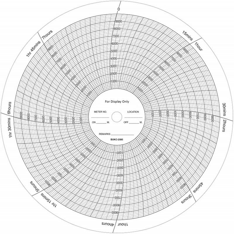 Barton BUKC-2085 Chart, 11.25'', 2HR/8HR, ranges 0-10000, x100shts/pkt.