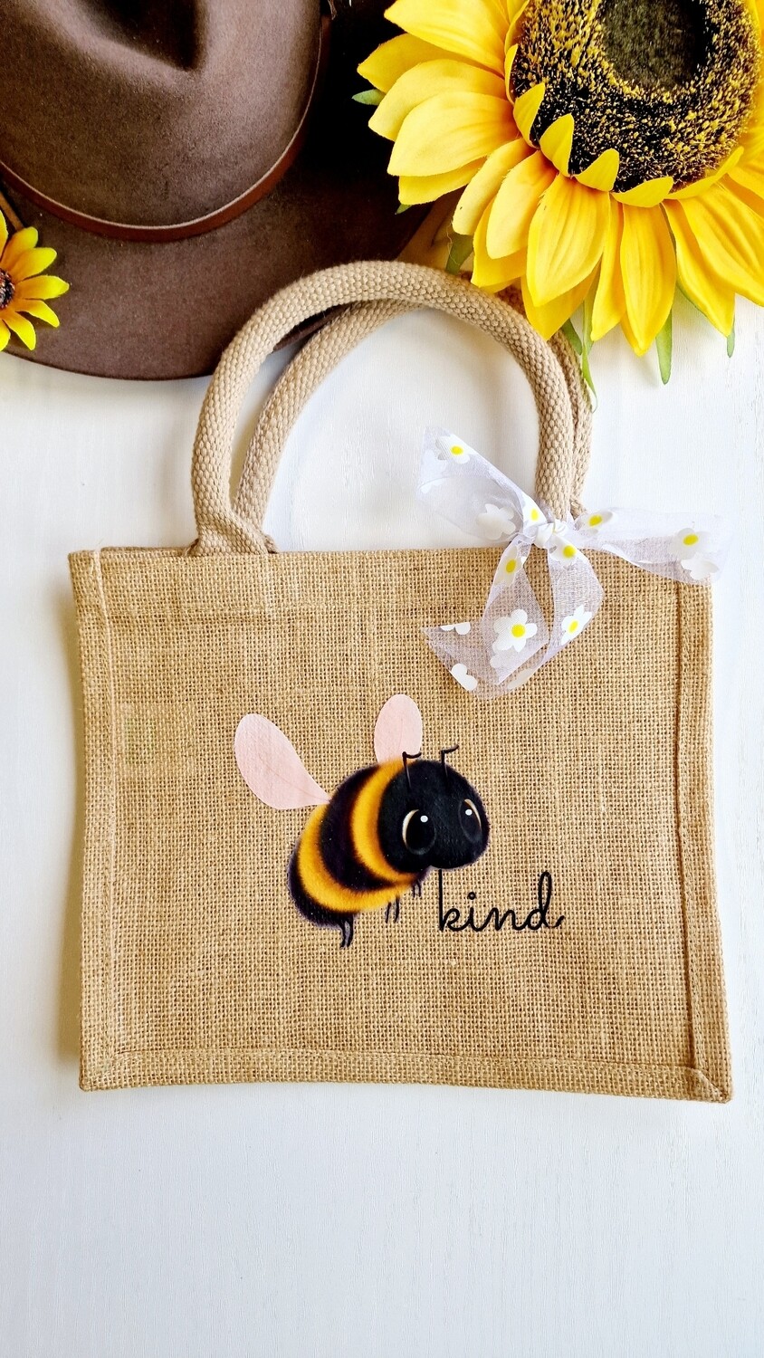 Bee Kind Jute Tote Gift Bag
