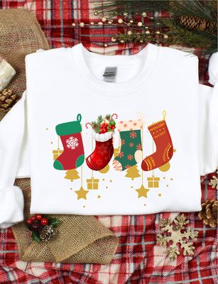 Christmas Stockings Sweat Top/Crew Neck