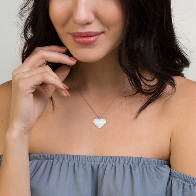 "Scratched Up Heart" Engraved Silver Heart Necklace