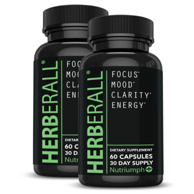 HERBERALL® - Improve Memory & Concentration, Focus Brain Support (x2 Bottles)