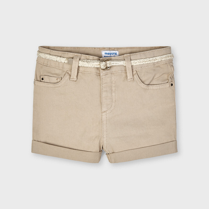 Tan Belted Twill Shorts 234