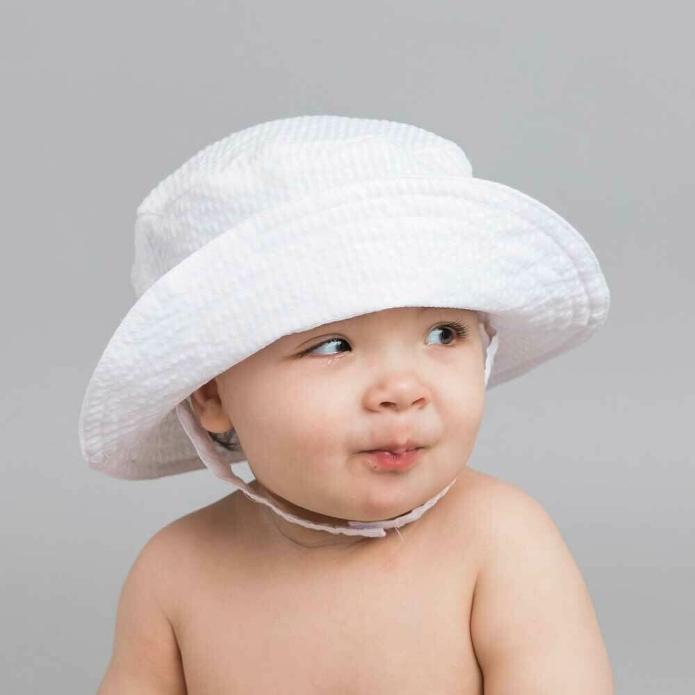 White Seersucker Bucket Hat