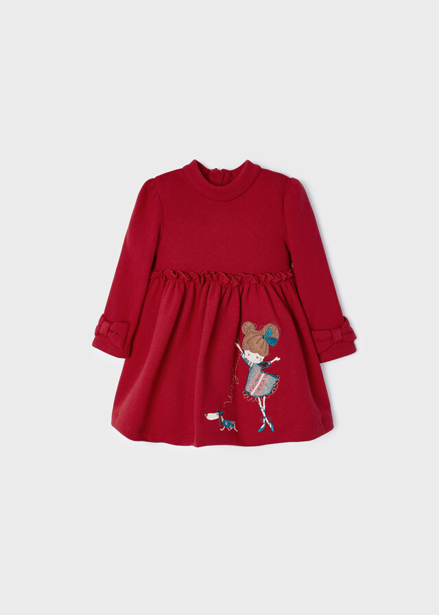 Red Knit Applique Dress2943