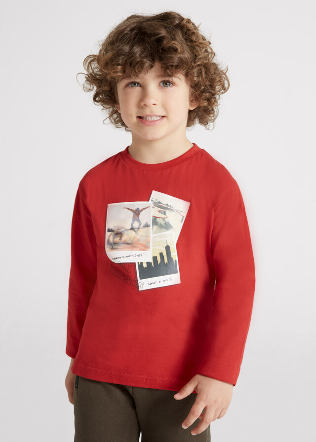 Red Skateboard Print Shirt