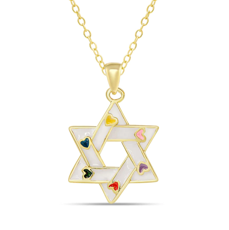 White Star Of David Necklace 299n-wt