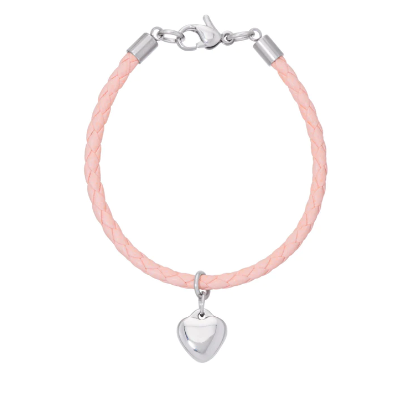 Pink Leather Heart Braceletc1022B