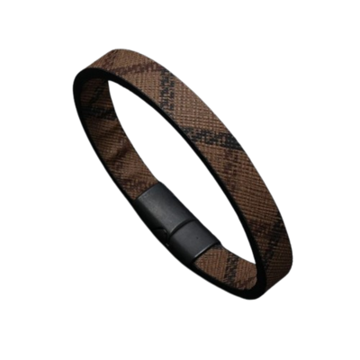 MANILLA PULSERA CUERO CRUZ BROCHE MAGNÉTICO