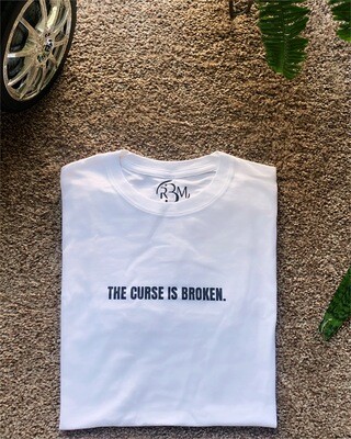 WHITE "THE CURSE IS BROKEN." ADULT TEE