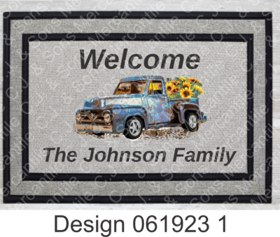 C.J. BRAND DESIGNS 1-3 /C.J MERCANTILE DOORMAT DESIGNS FOR CUSTOMIZATION/3 DIFFERENT DESIGNS PER PRODUCT PAGE. PAGE 1