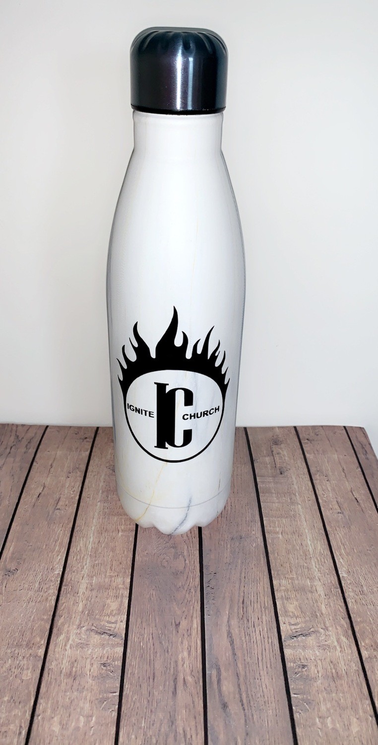 White Marble Ignite Water Bottle