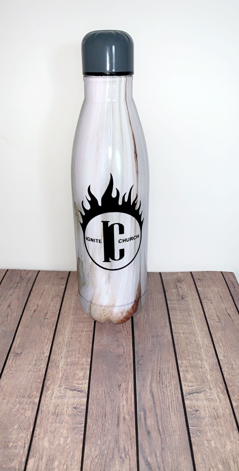 White/Wood Marble Ignite Water Bottle