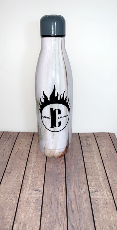 White/Wood Marble Ignite Water Bottle
