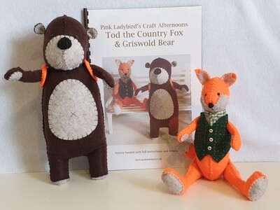Sewing Pattern Booklet. Tod the Country Fox and Griswold Bear
