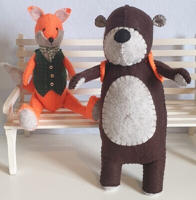 DOWNLOADABLE PDF Pattern Booklet -Tod the Country Fox &amp; Griswold Bear