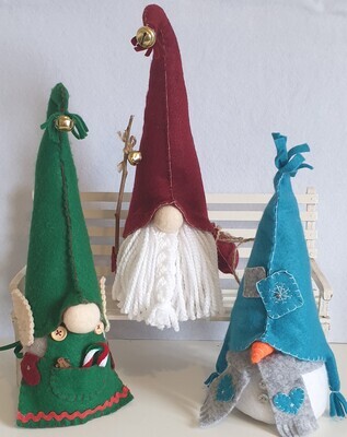 Sewing Pattern Booklet. Christmas Gnomes. Santa, Elf & Snowman.