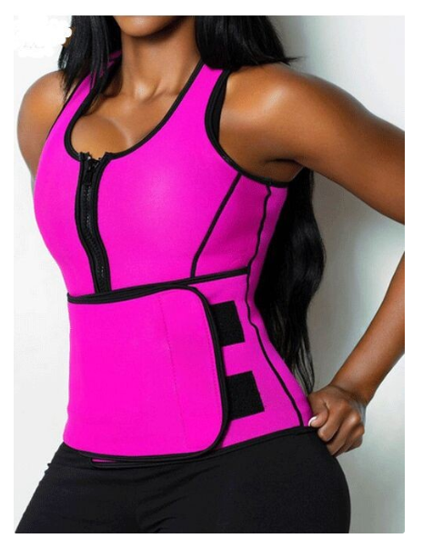 Abdominal Control Pink Neoprene Vest Slim Shaper With Belt Flatten Tummy