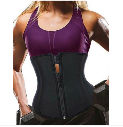 Enhancer Black Neoprene Large Size Waist Trainer Hooks Zip Waist Trimmer